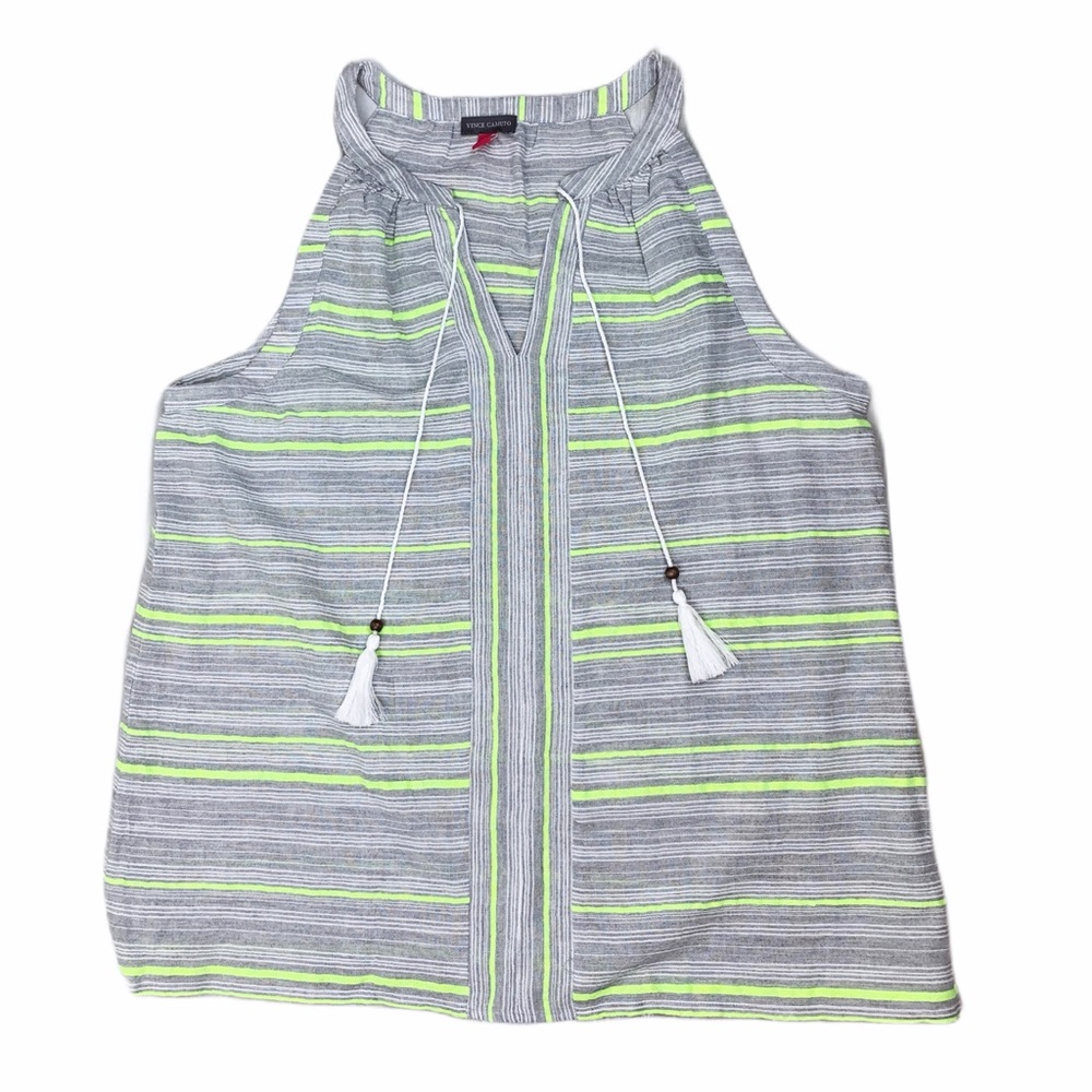 Vince Camuto Neon Cotton Blend Gauze Halter Top Lg